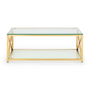 Miami Coffee Table 1.2m - Glass & Gold