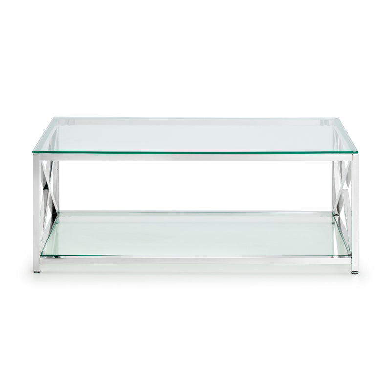 Miami Coffee Table 120x60cm - Glass & Silver