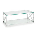 Miami Coffee Table 120x60cm - Glass & Silver