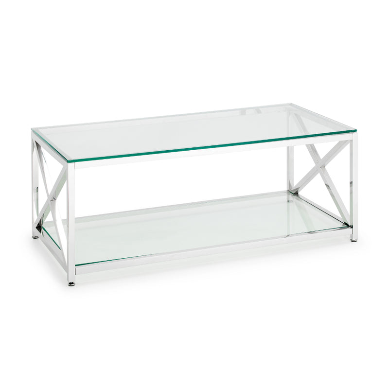 Miami Coffee Table 120x60cm - Glass & Silver