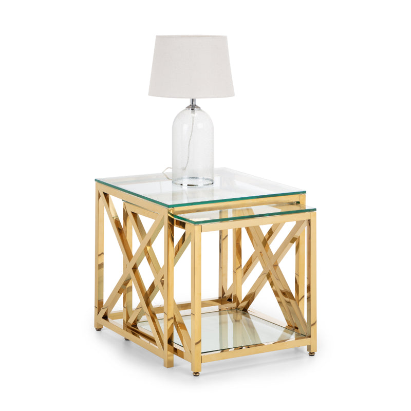 Miami Nest Of 2 Tables - Glass & Gold