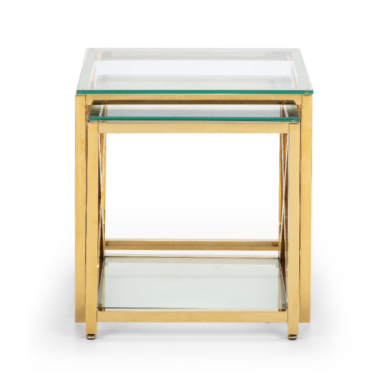 Miami Nest Of 2 Tables - Glass & Gold