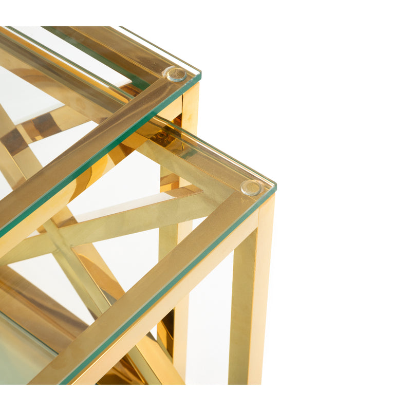 Miami Nest Of 2 Tables - Glass & Gold