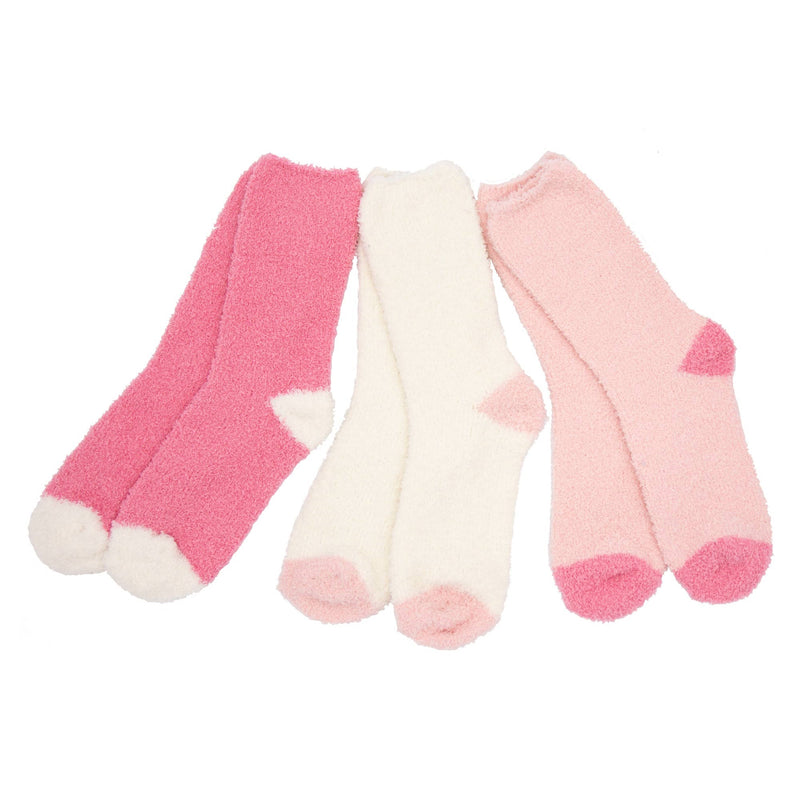 Ladies Plain Cosy Socks 3 pack - Pink