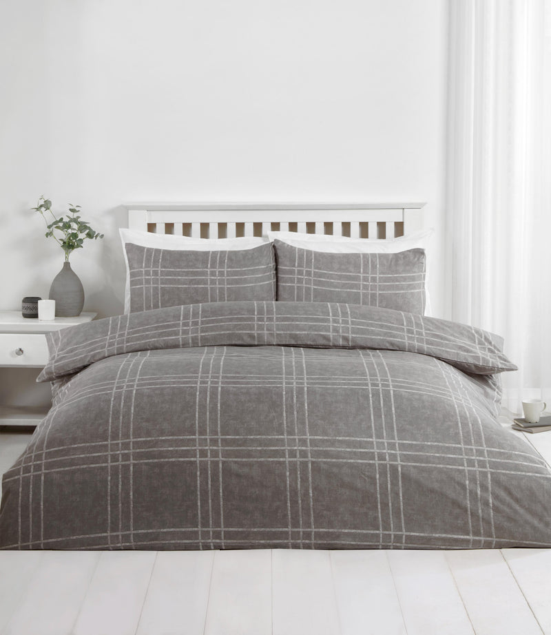 Lewis's Printed Bed In A Bag - Grey Check