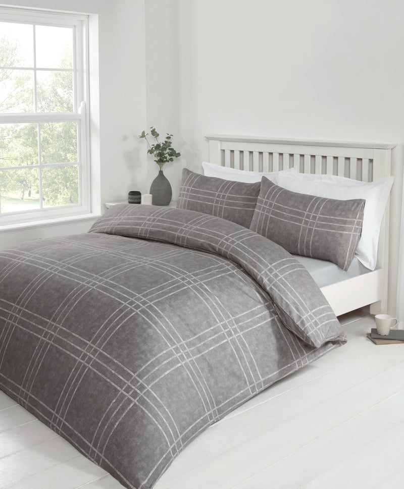 Lewis's Printed Bed In A Bag - Grey Check