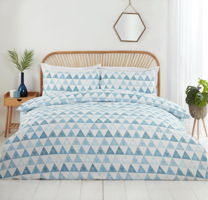 Lewis's Printed Bed In A Bag - Blue Geometric Triangle