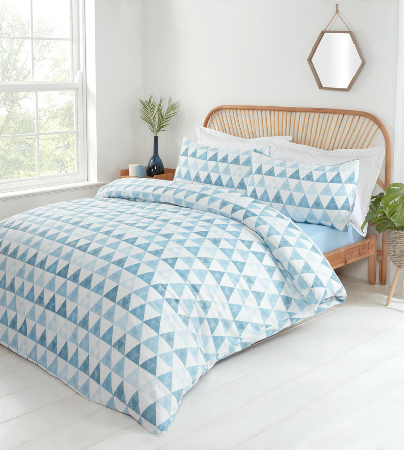 Lewis's Printed Bed In A Bag - Blue Geometric Triangle