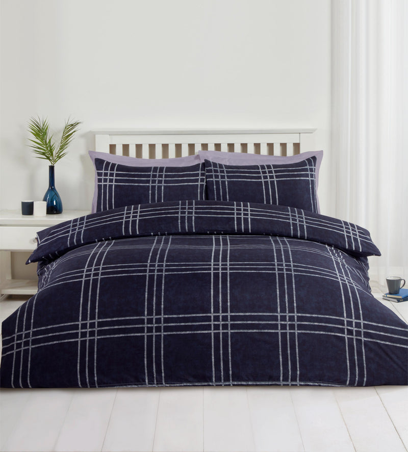 Lewis's Printed Bed In A Bag - Navy Check