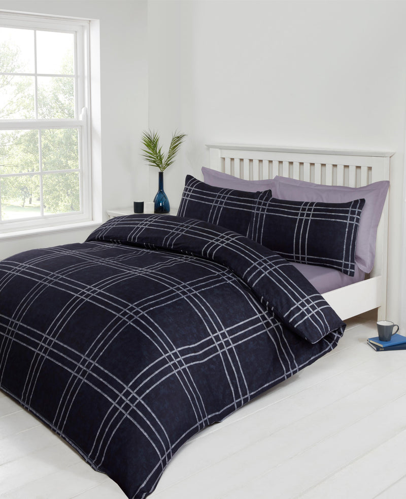 Lewis's Printed Bed In A Bag - Navy Check