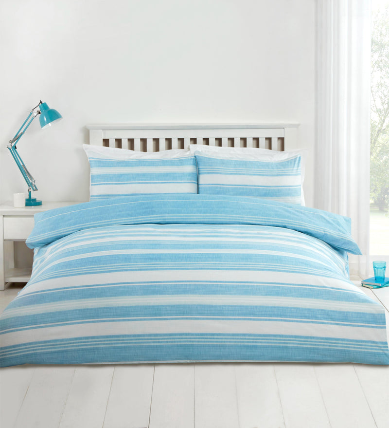 Lewis's Printed Bed In A Bag - Duck Egg Stripe