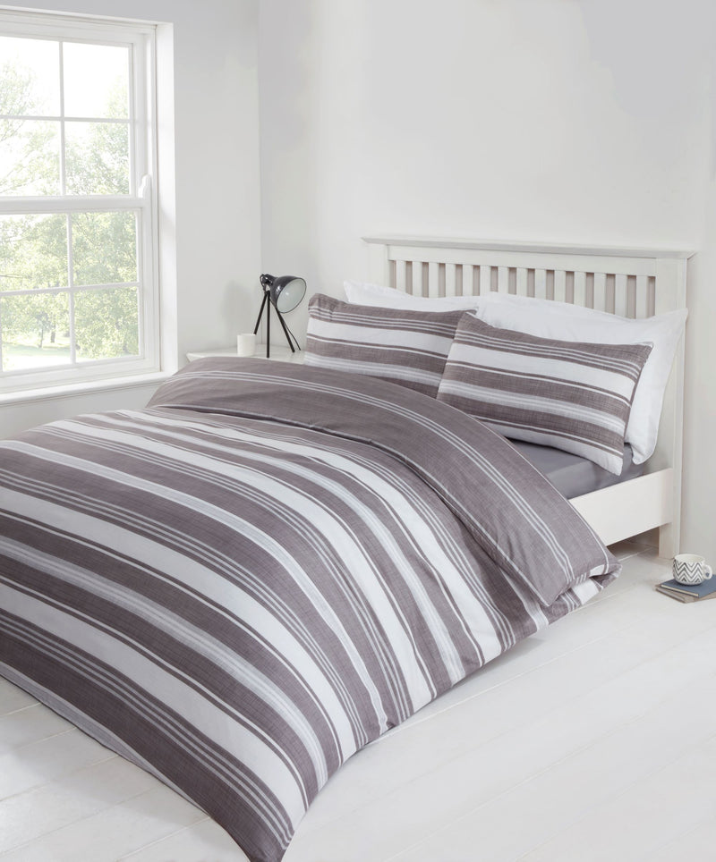 Lewis's Printed Bed In A Bag - Grey Stripe
