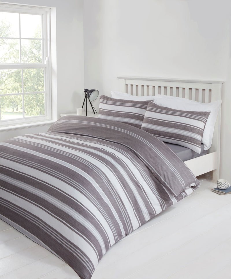 Lewis's Printed Bed In A Bag - Grey Stripe