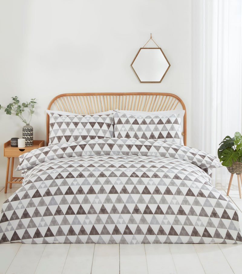 Lewis's Printed Bed In A Bag - Grey Geometric Triangle