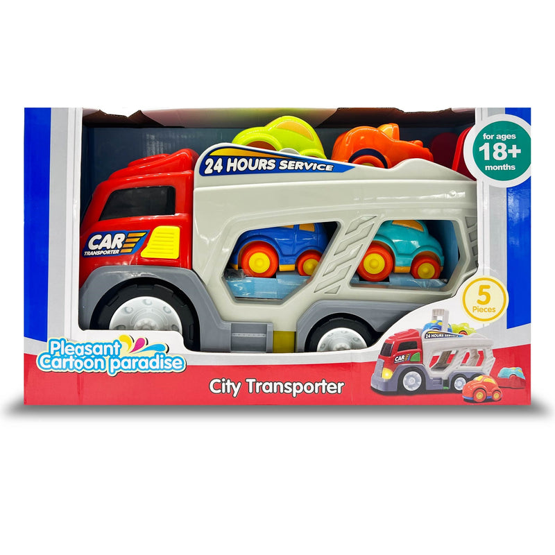 Pleasent Cartoon Paradise City Car Transporter - 5 Piece