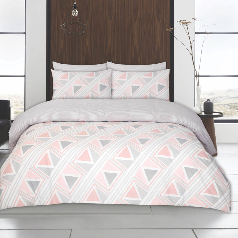 Lewis's Twin Pack Barnet / Monogram Duvet Set - Blush