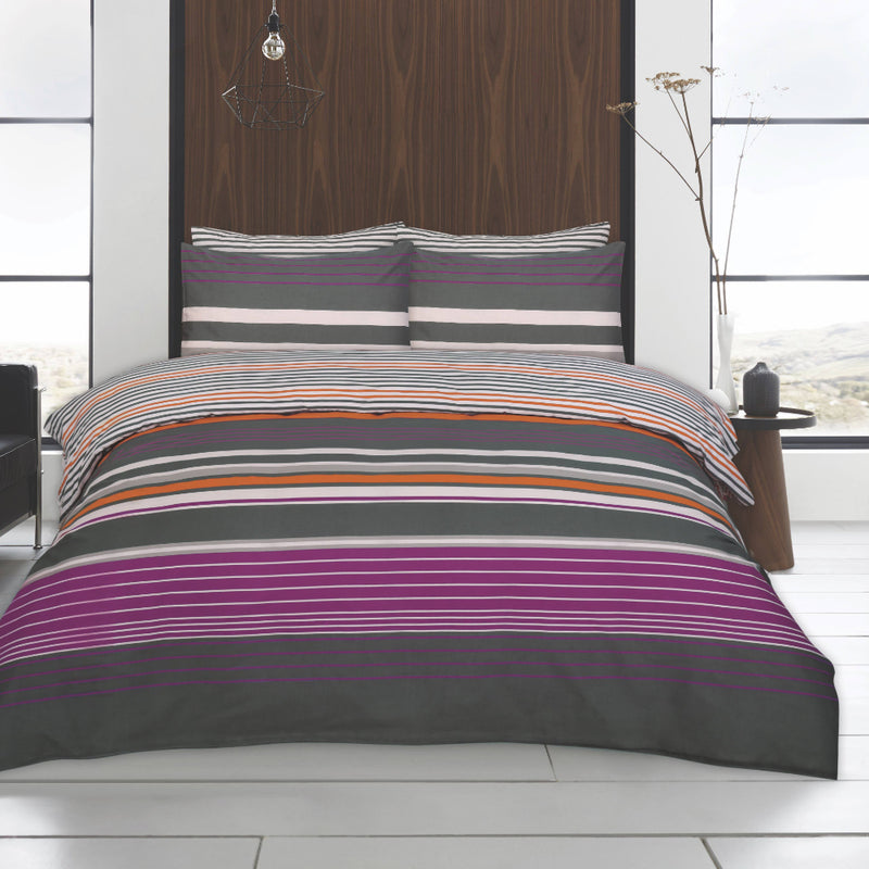 Lewis's Twin Pack Mariner / Portland Duvet Set - Magenta