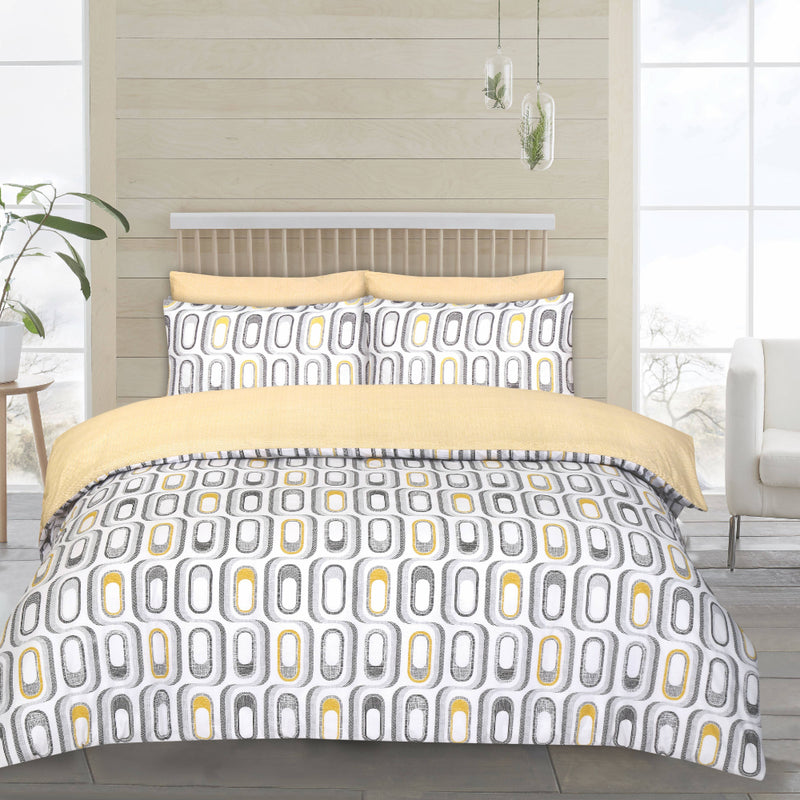Lewis's Twin Pack Retro / Weave Duvet Set - Ochre