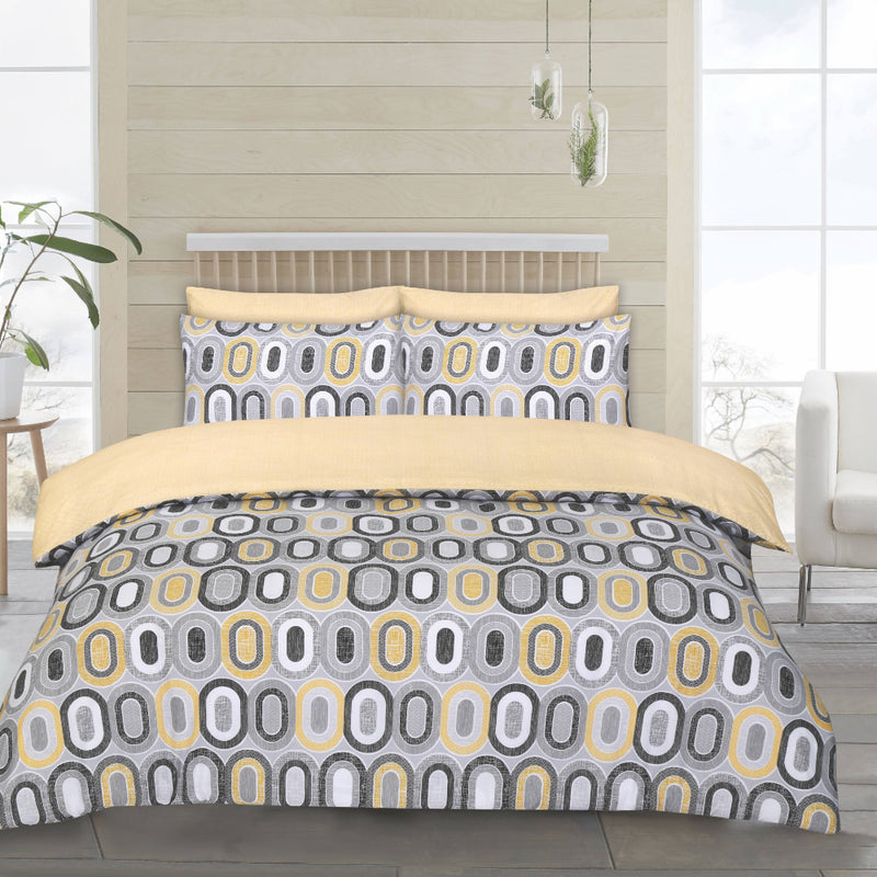 Lewis's Twin Pack Retro / Weave Duvet Set - Ochre
