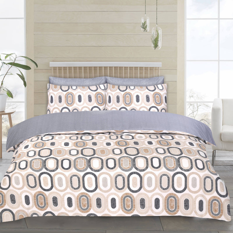 Lewis's Twin Pack Retro / Weave Duvet Set - Natural