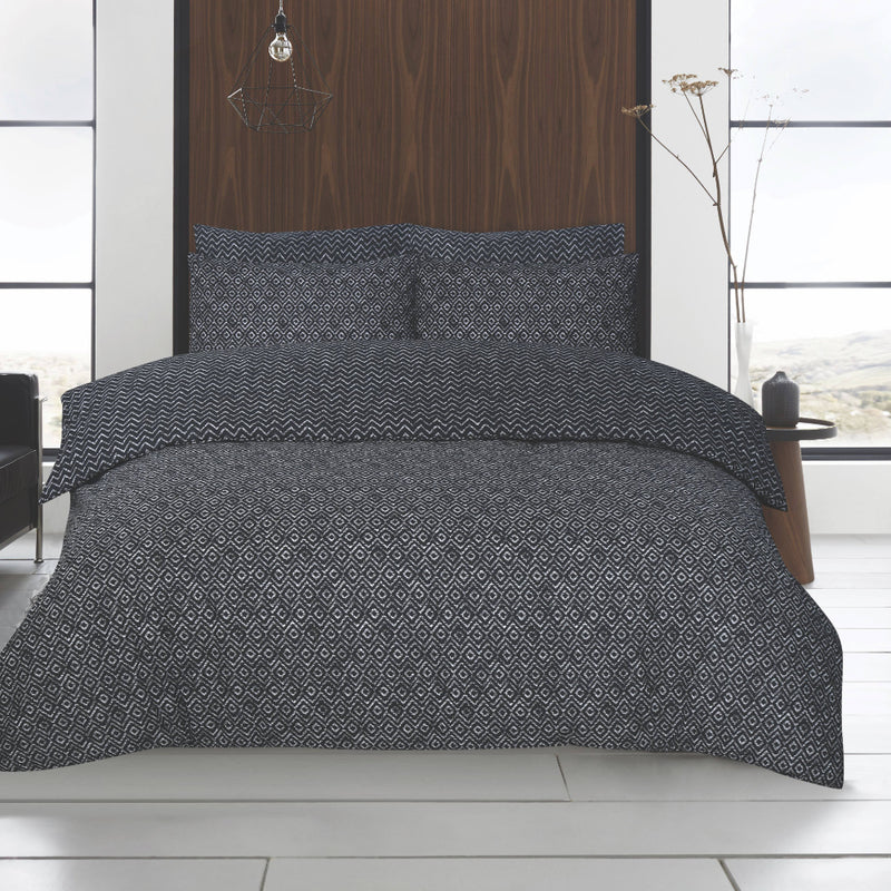 Lewis's Twin Pack Hadrian / Damond Duvet Set - Grey