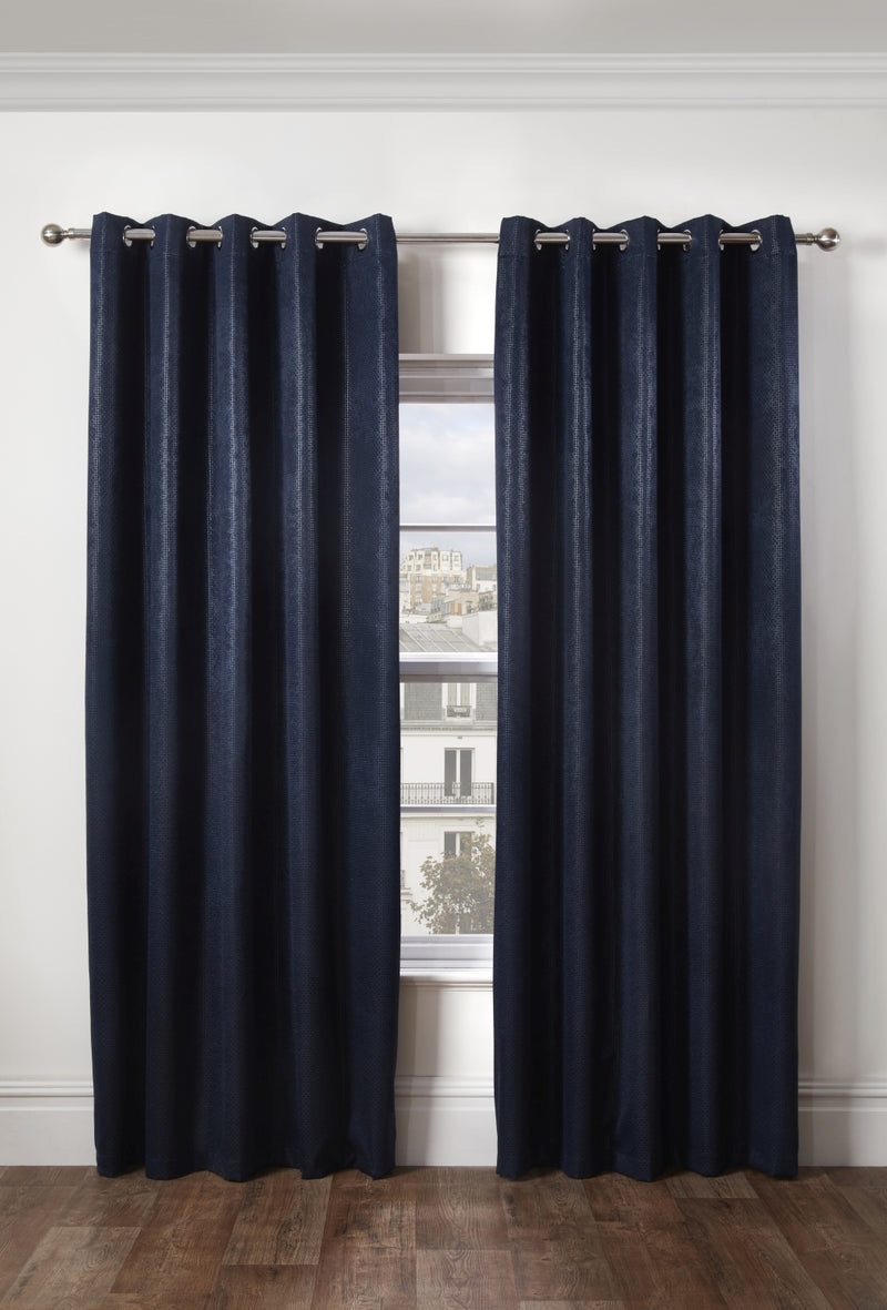 Ambiance Embossed Thermal Curtain - Navy