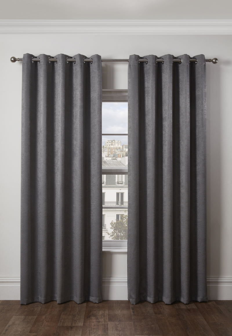 Ambiance Embossed Thermal Curtain - Charcoal