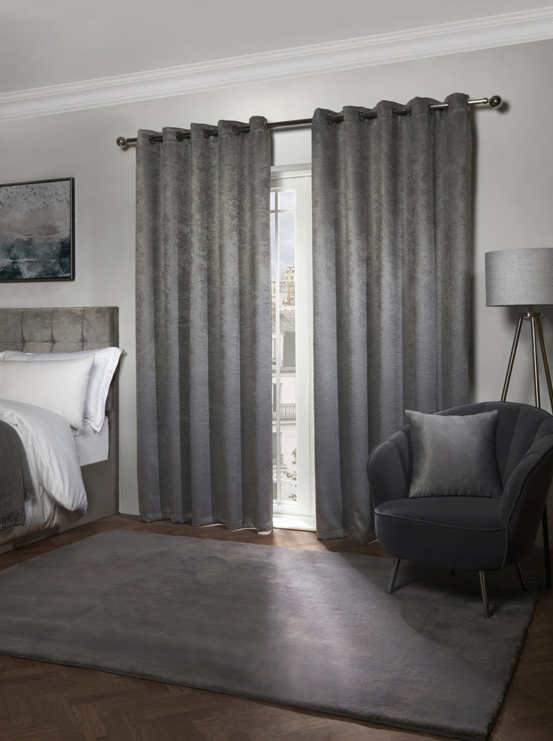 Ambiance Embossed Thermal Curtain - Charcoal