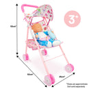 Kids Toy Stroller Pram - Pink with Pretty Design
