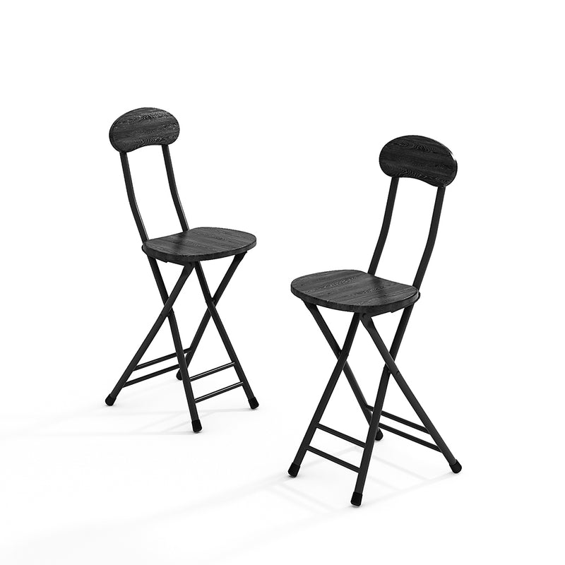 Livingandhome Set of 2 Compact Wooden Folding Chairs with Metal Legs