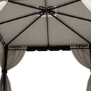 13 x 13FT Tiered Roof Metal Frame Patio Gazebo with Curtains