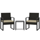 Outsunny Rattan Bistro Set, 3 PCS Garden Furniture with Cushion, Khaki