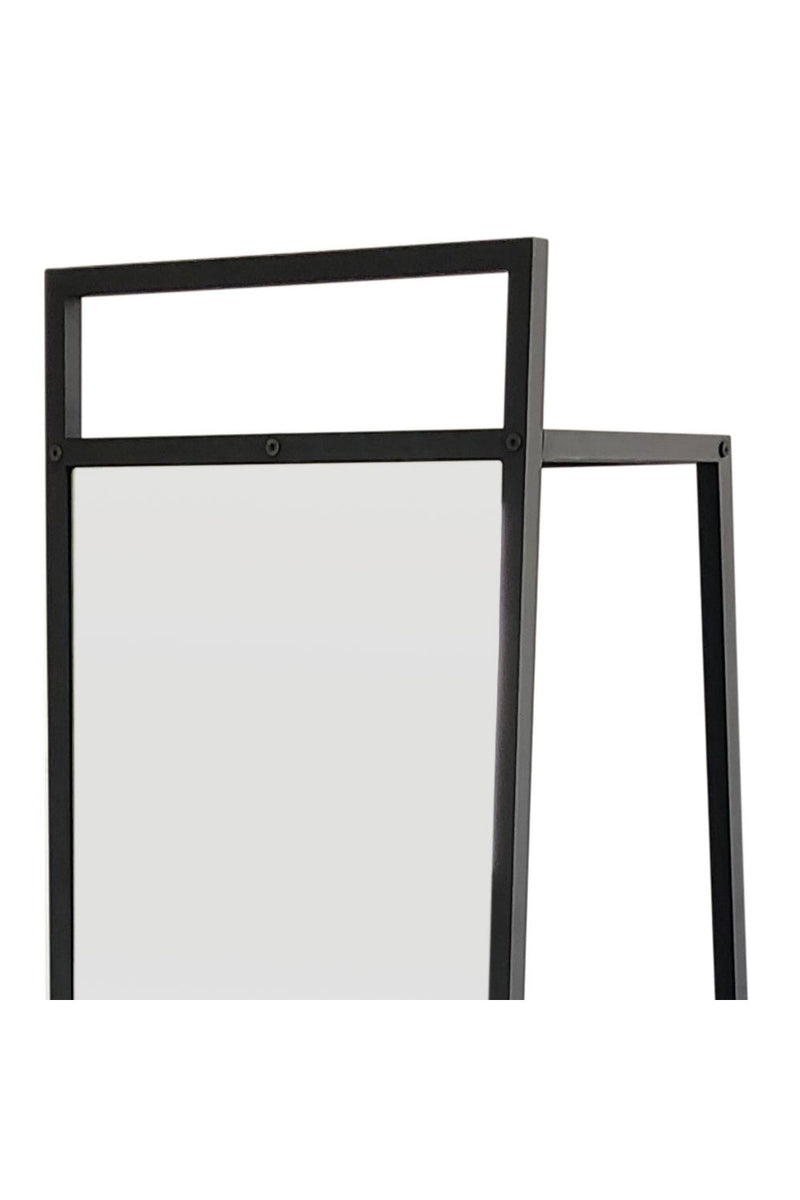 Livingandhome Modern Arched Metal Floor Mirror Black
