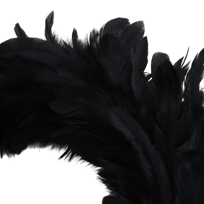 Black Feather Wreath with Lights for Halloween