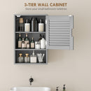HOMCOM Bathroom Cabinet, Wall Mounted Cabinet with Adjustable Shelves, Grey