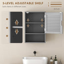 HOMCOM Bathroom Cabinet, Wall Mounted Cabinet with Adjustable Shelves, Grey