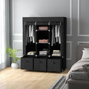 HOMCOM Portable Fabric Wardrobe with 5 Shelves and 3 Fabric Drawers, Black