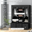 HOMCOM Portable Fabric Wardrobe with 5 Shelves and 3 Fabric Drawers, Black