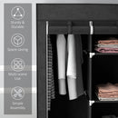 HOMCOM Portable Fabric Wardrobe with 5 Shelves and 3 Fabric Drawers, Black