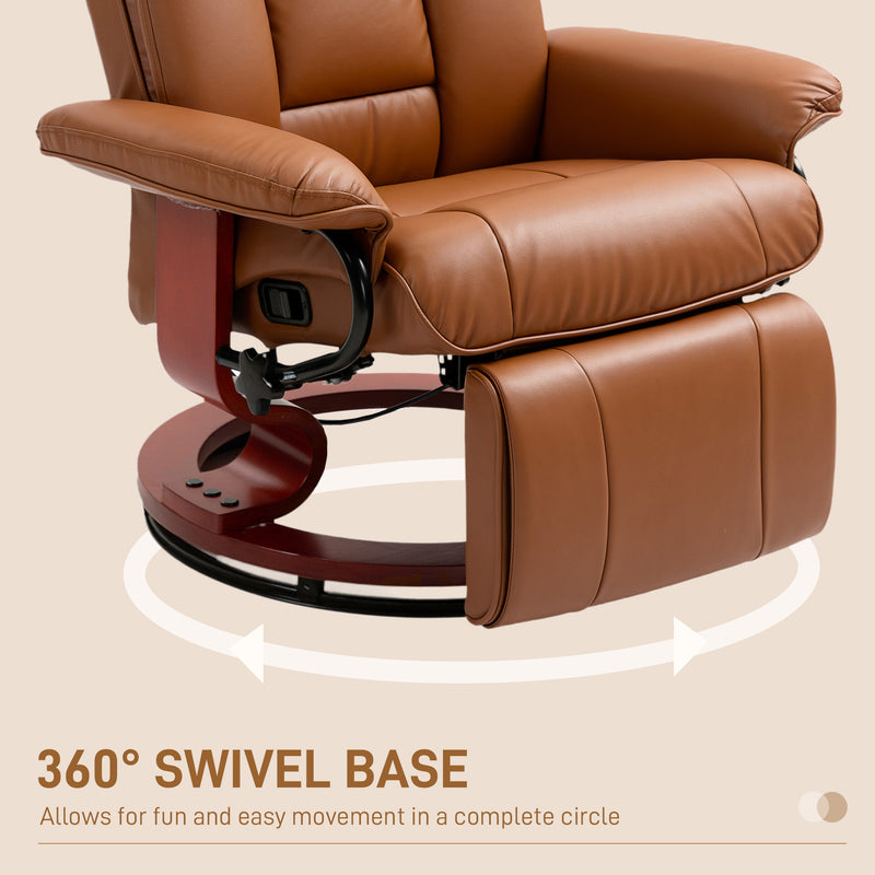HOMCOM PU Leather Reclining Armchair with Footrest for Living Room