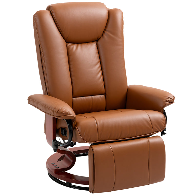 HOMCOM PU Leather Reclining Armchair with Footrest for Living Room