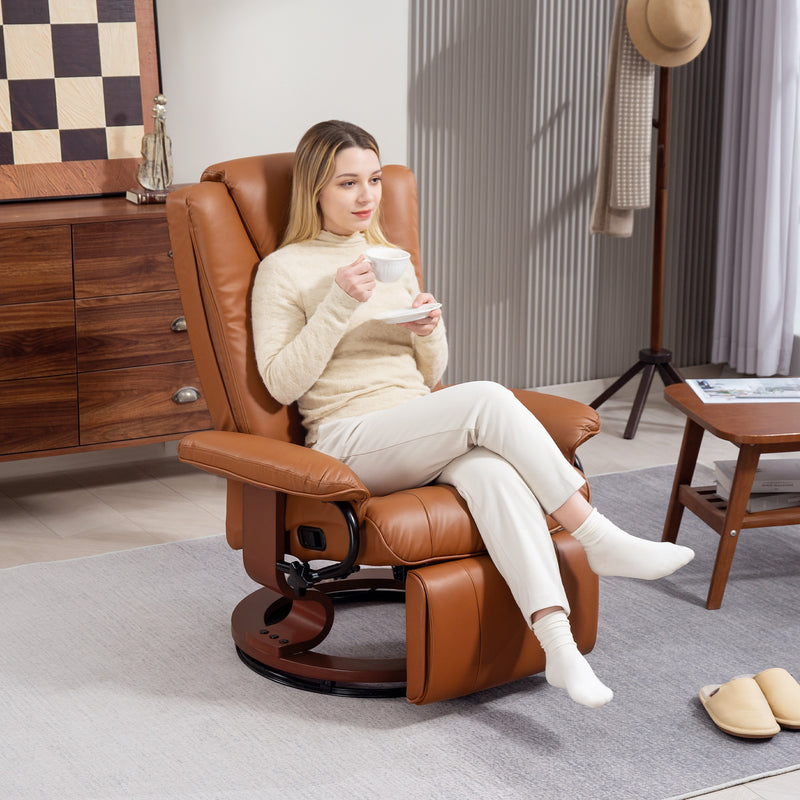 HOMCOM PU Leather Reclining Armchair with Footrest for Living Room