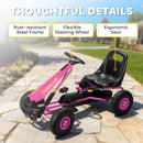 AIYAPLAY Kids Pedal Go Kart With Adjustable Seat, EVA Tyres, Pink