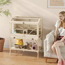 PawHut Wooden Hamster Cage, 2 Tier Hamster Habitat With Storage Shelf
