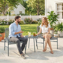 Outsunny Rattan Bistro Set with 2 Chairs & Round Table for Patio, Dark Grey