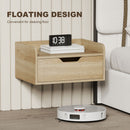 HOMCOM Floating Nightstands Set of 2, Nightstand with Drawer, Natural Wood