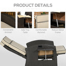 Outsunny Outdoor Recliner Chair W/ Cushion Rattan Reclining Lounge Chair