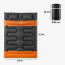Outsunny Double Sleeping Bag With 2 Pillows, 220 X 160cm Sleeping Bag