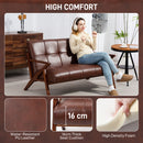 HOMCOM Compact Small Sofa With Solid Wood Frame, Vintage 2 Seater Sofa Brown