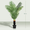 HOMCOM Artificial Areca Palm Tree with PE Leaves and Flocked Soil